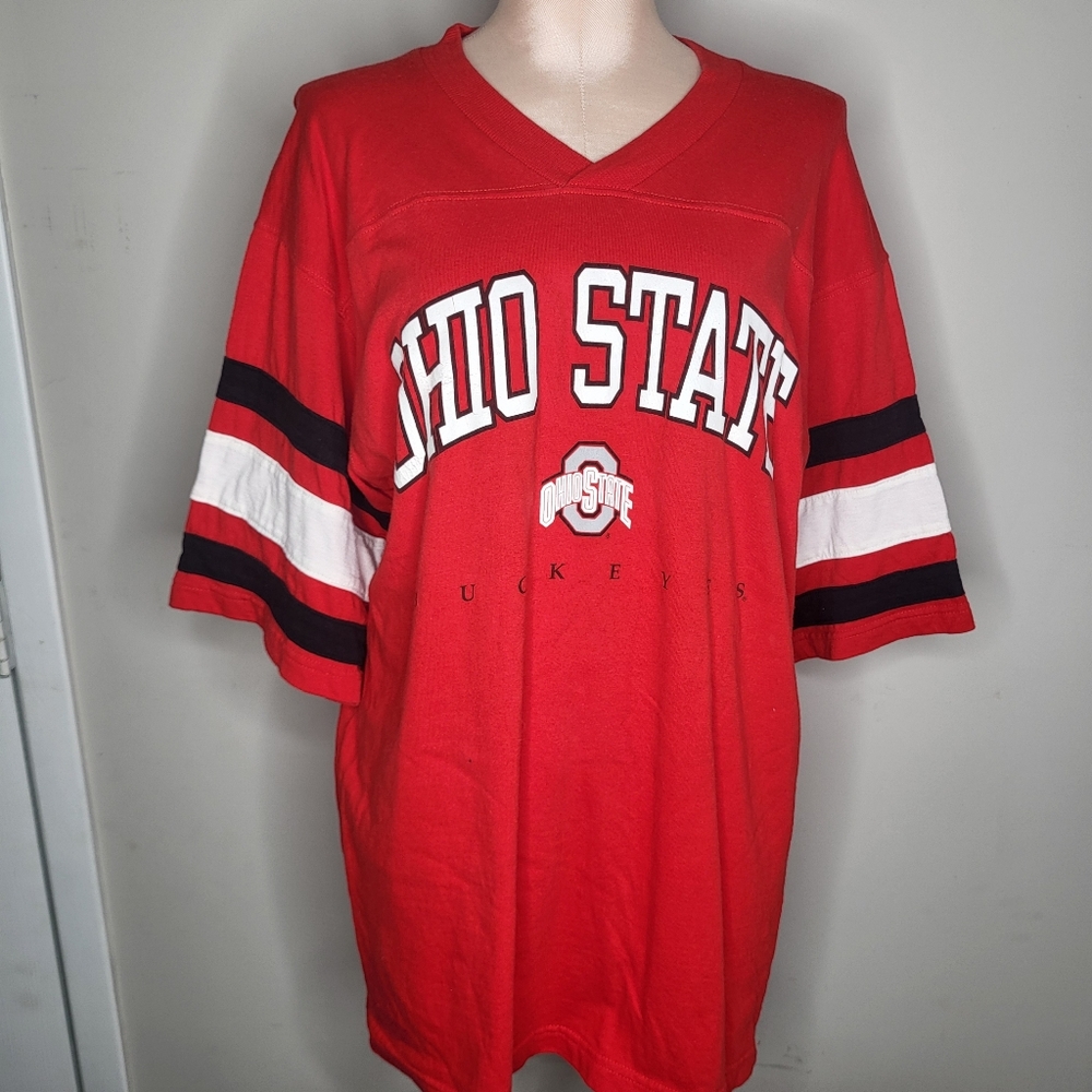 Ohio State Vintage Red Graphic Jersey Tee Size Large Buckeyes